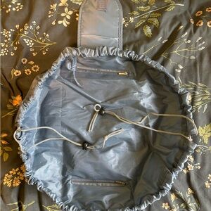 Steel blue drawstring makeup bag